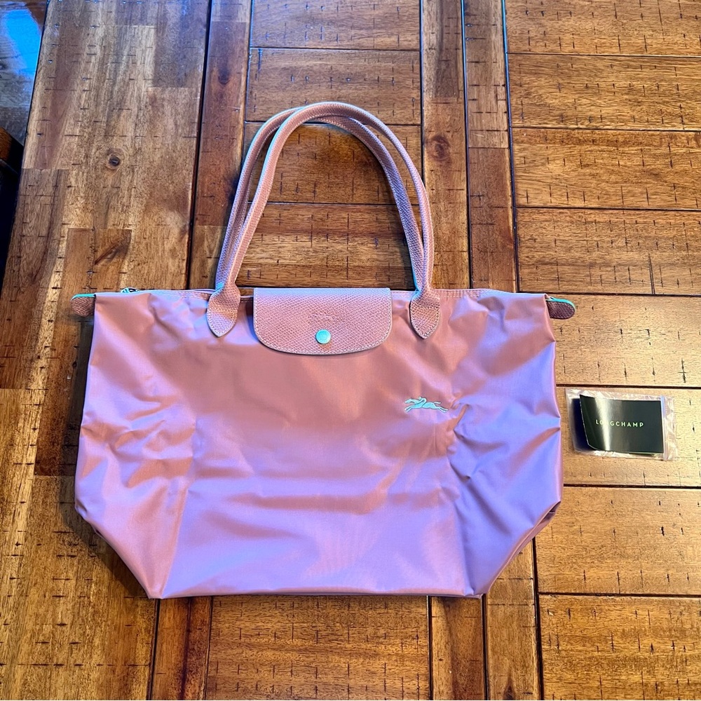 Longchamp Le Pliage Pink Rose Mint Shopping Large Club Shoulder Tote Bag Purse